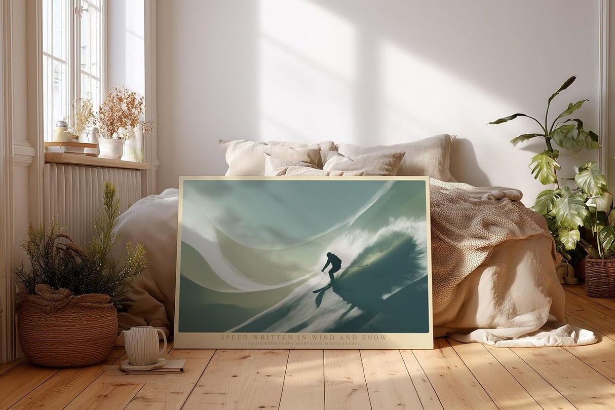 Paul Sinus Wandbild 120x80cm Skifahrer in Bewegung moderne Wintersport Illustration dynamische Wanddekoration