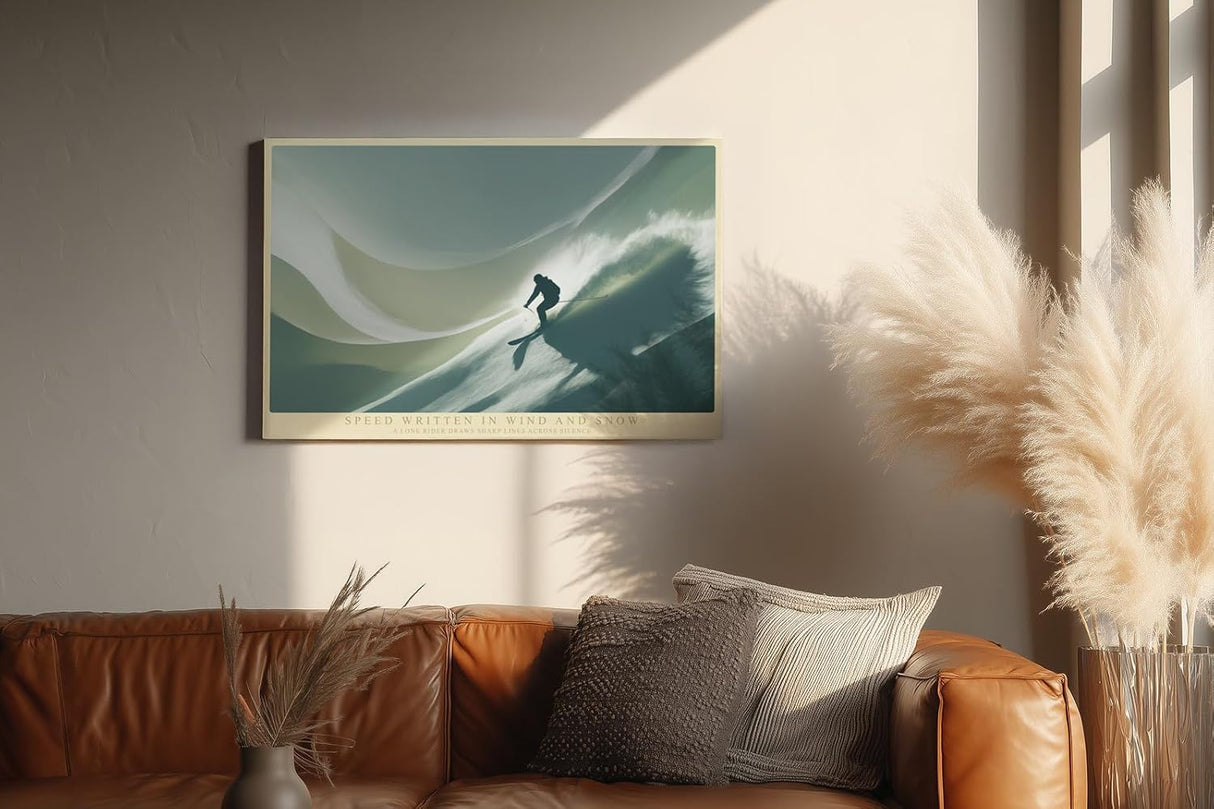 Paul Sinus Wandbild 120x80cm Skifahrer in Bewegung moderne Wintersport Illustration dynamische Wanddekoration