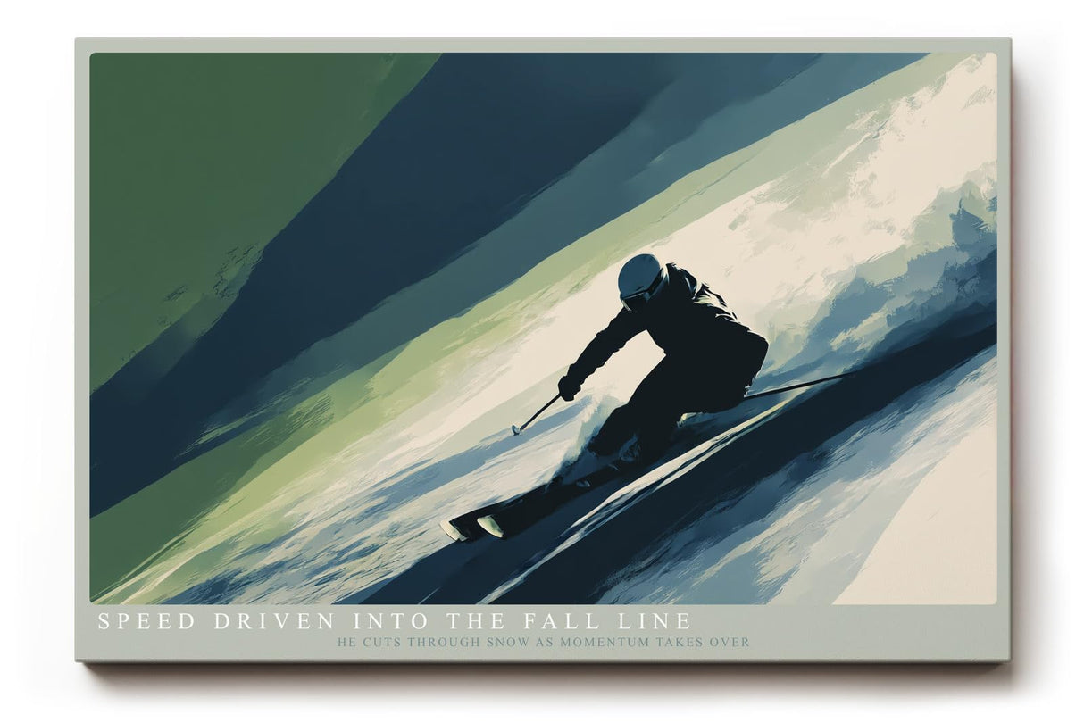 Paul Sinus Wandbild 120x80cm Skifahrer in schneller Abfahrt moderne Wintersport Kunst mit dynamischer Bewegung