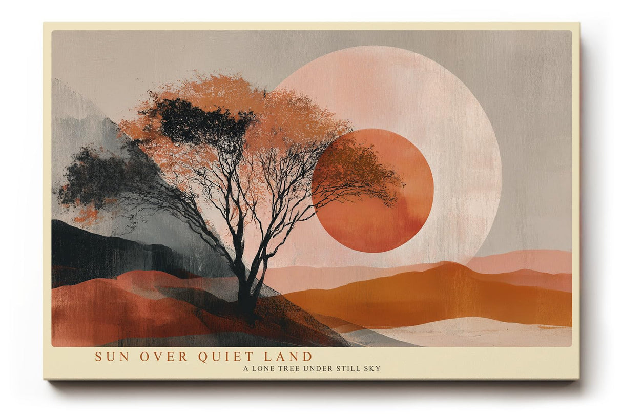 Paul Sinus Wandbild 120x80cm Sonne Über Ruhiger Landschaft Moderne Naturkunst LeinWandbild 120x80cm Minimalistische Wanddekoration