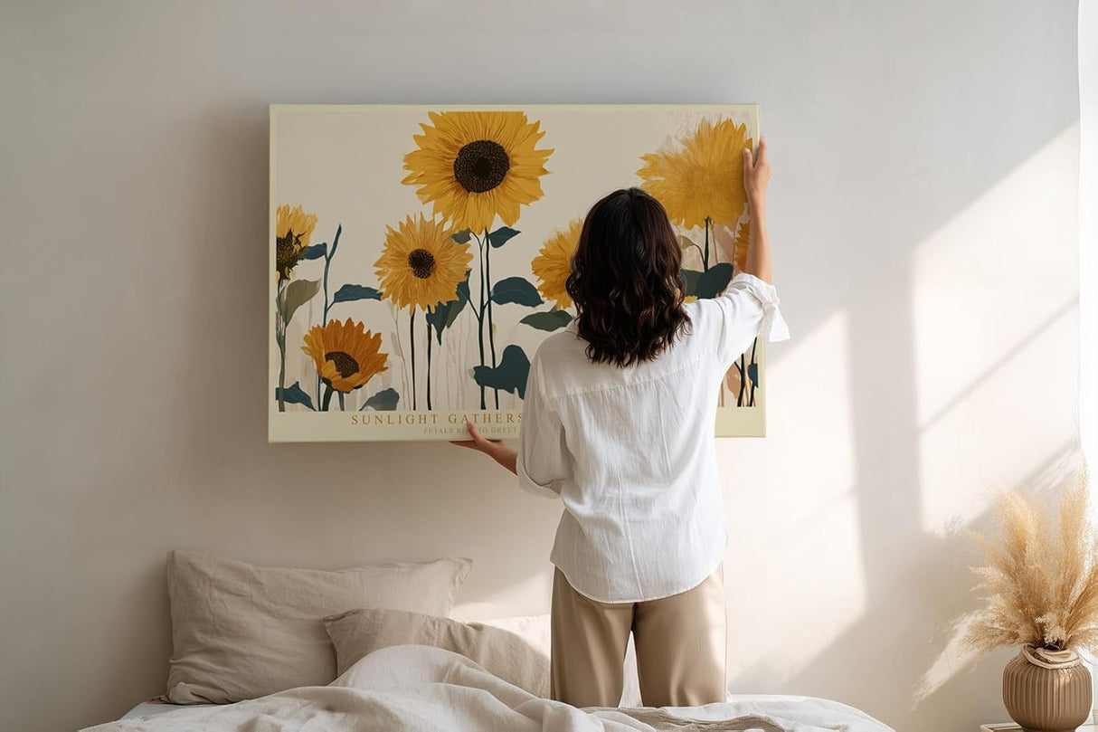 Paul Sinus Wandbild 120x80cm Sonnenblumen im warmen Sonnenlicht moderne florale Naturkunst