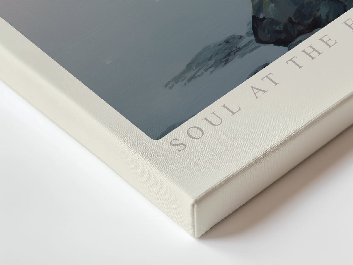 Paul Sinus Wandbild Soul at the Edge of Peace Meditatives Kunstwerk mit einer Frau am Wasser – Symbol für innere Ruhe, Harmonie und Achtsamkeit.