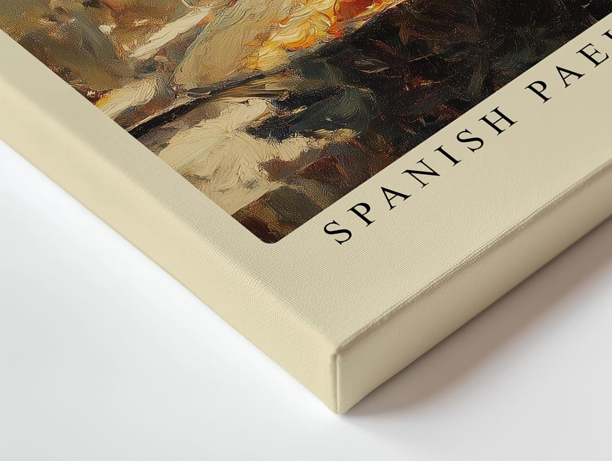 Paul Sinus Wandbild 120x80cm Spanische Paella Tradition auf dem Platz – Mediterrane Kochszene mit lebendiger Atmosphäre