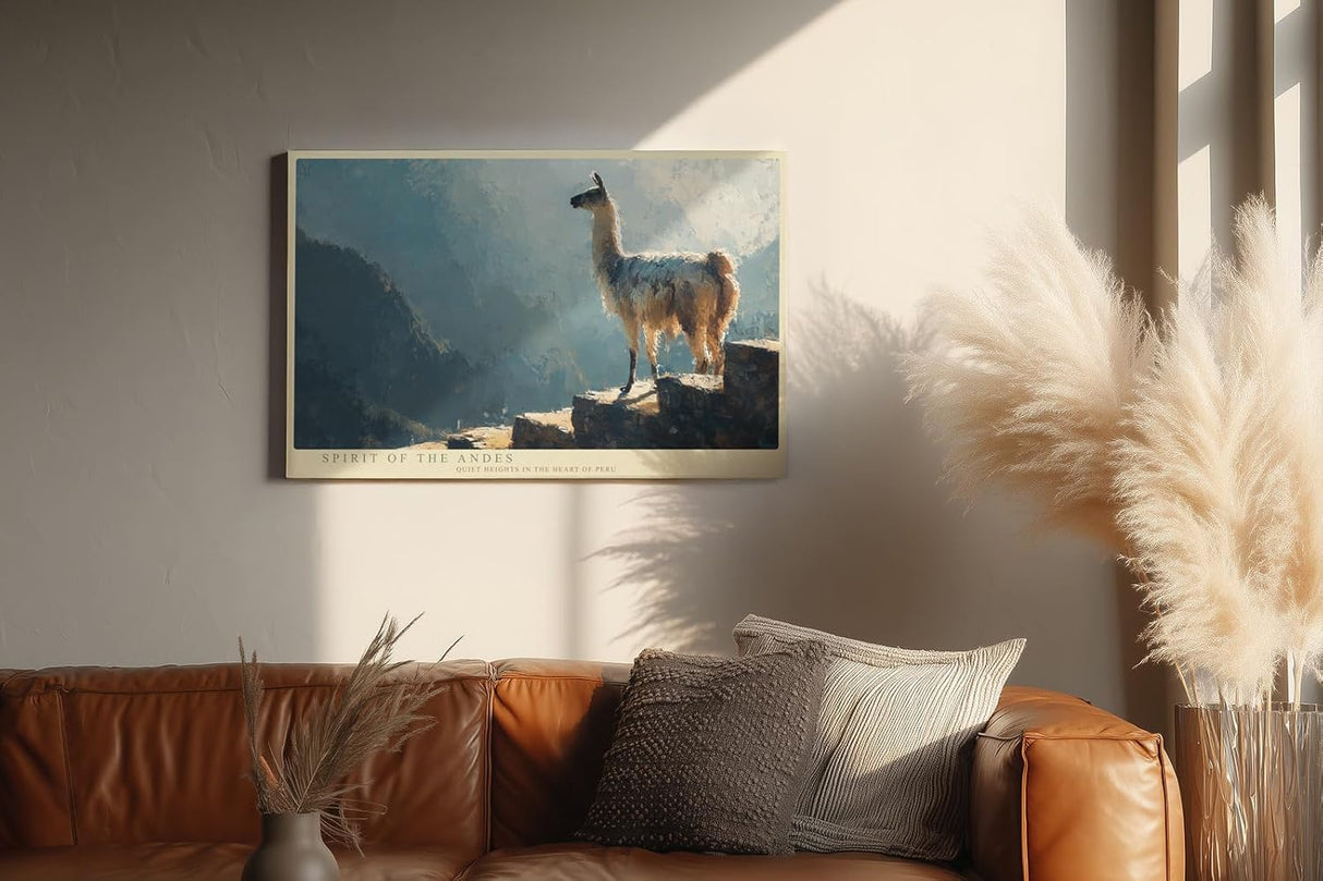 Paul Sinus Wandbild 120x80cm Spirit of the Andes Lama in den Anden Berglandschaft Peru Natur Kunst fuer Wohnzimmer und Büro