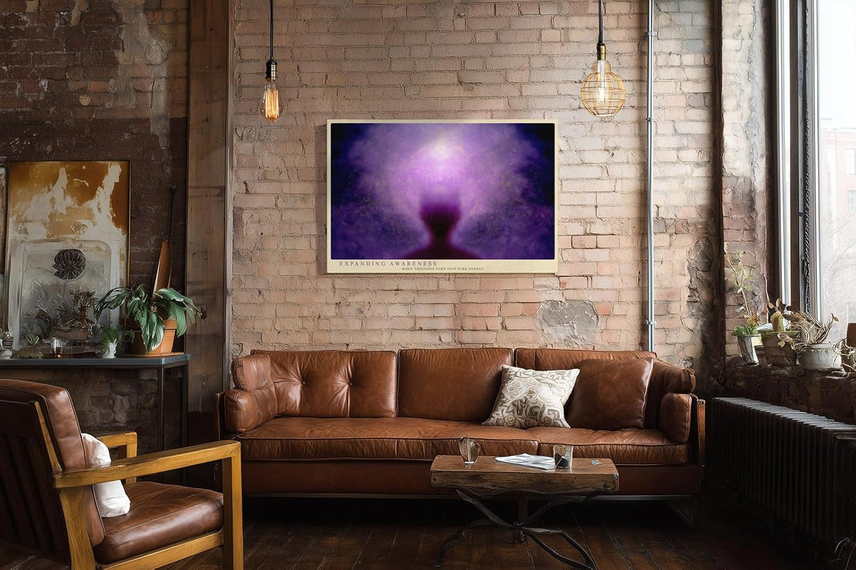 Paul Sinus Wandbild 120x80cm spirituelle Energie abstrakte Meditation violett moderne Bewusstseinskunst grosses Kunstbild stilvolle Wanddekoration fuer Wohnzimmer Yoga Raum