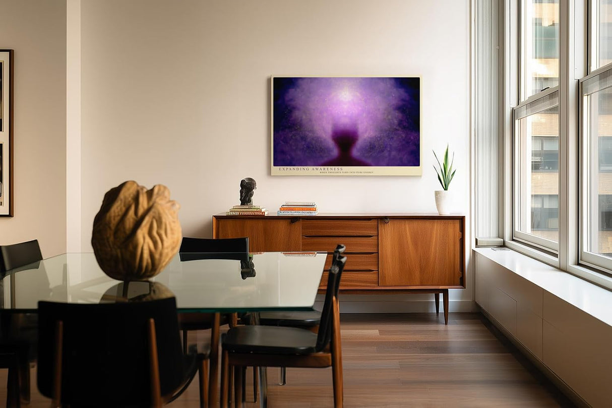 Paul Sinus Wandbild 120x80cm spirituelle Energie abstrakte Meditation violett moderne Bewusstseinskunst grosses Kunstbild stilvolle Wanddekoration fuer Wohnzimmer Yoga Raum