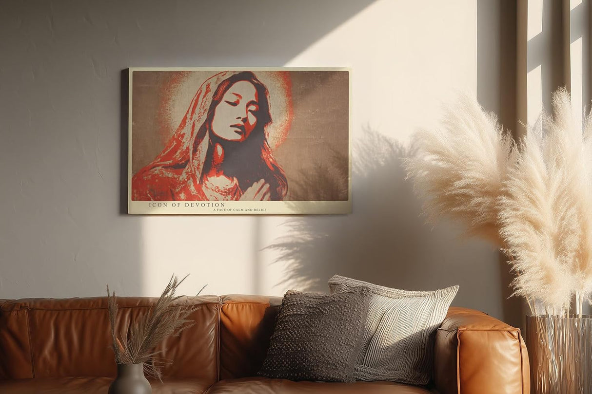 Paul Sinus Wandbild 120x80cm Spirituelles Frauenportrait Moderne Ikonen Kunst LeinWandbild 120x80cm Meditative Wanddekoration