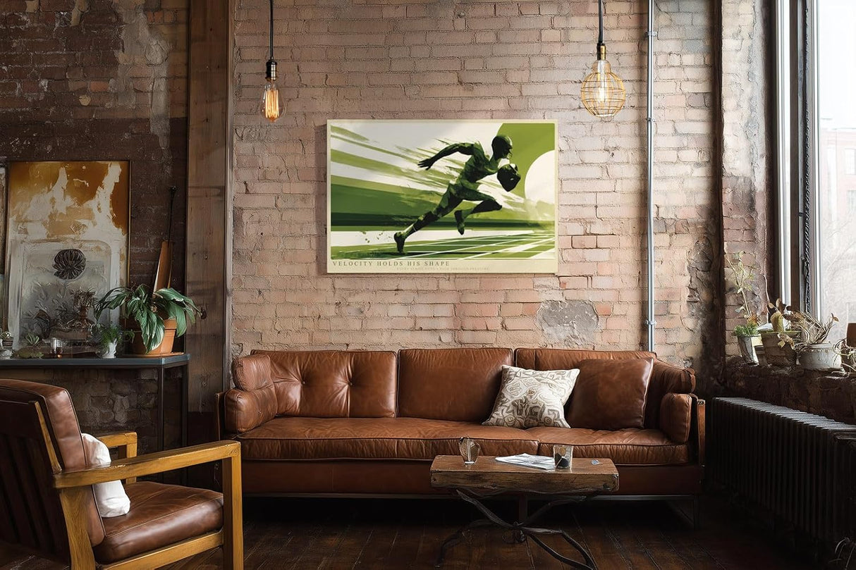 Paul Sinus Wandbild 120x80cm Sprinter mit Football dynamische Sportkunst mit kraftvoller Bewegung