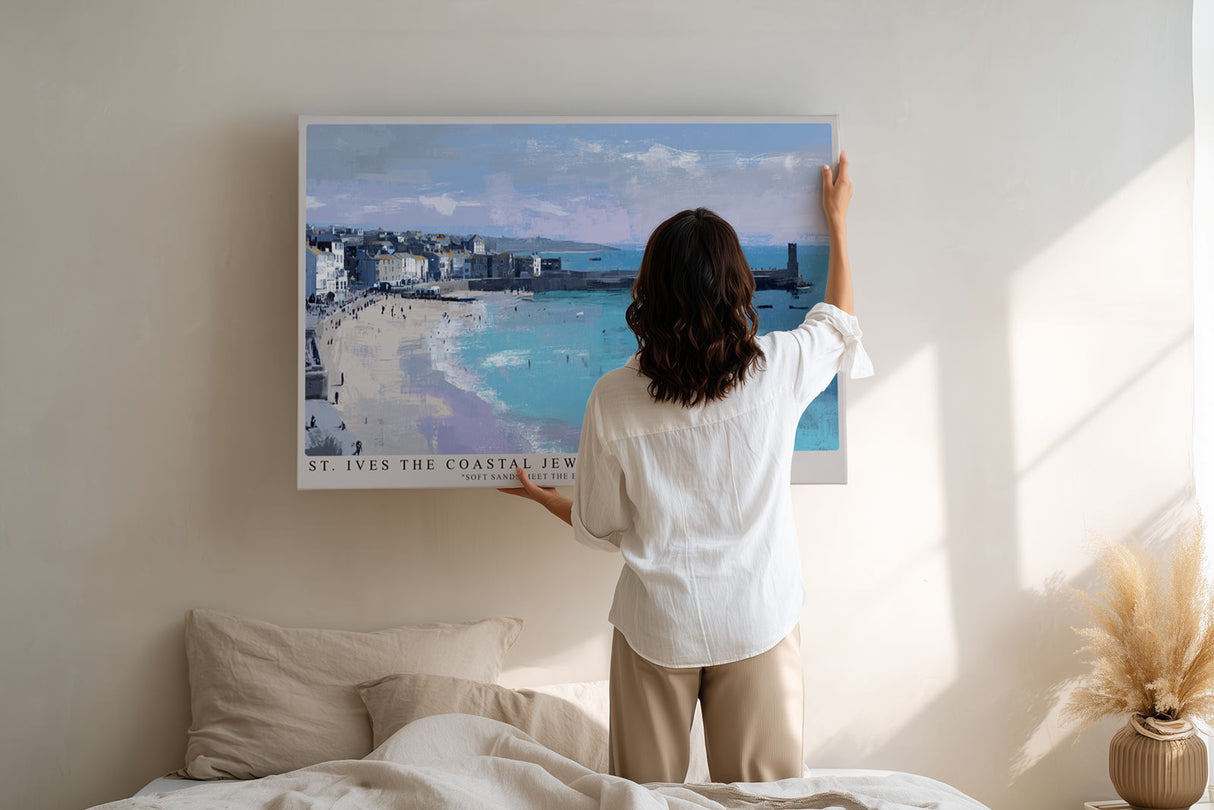 Paul Sinus Wandbild St Ives The Coastal Jewel Malerisches Seemotiv der Küstenstadt St Ives mit Sandstrand, Hafen und blauer Weite.