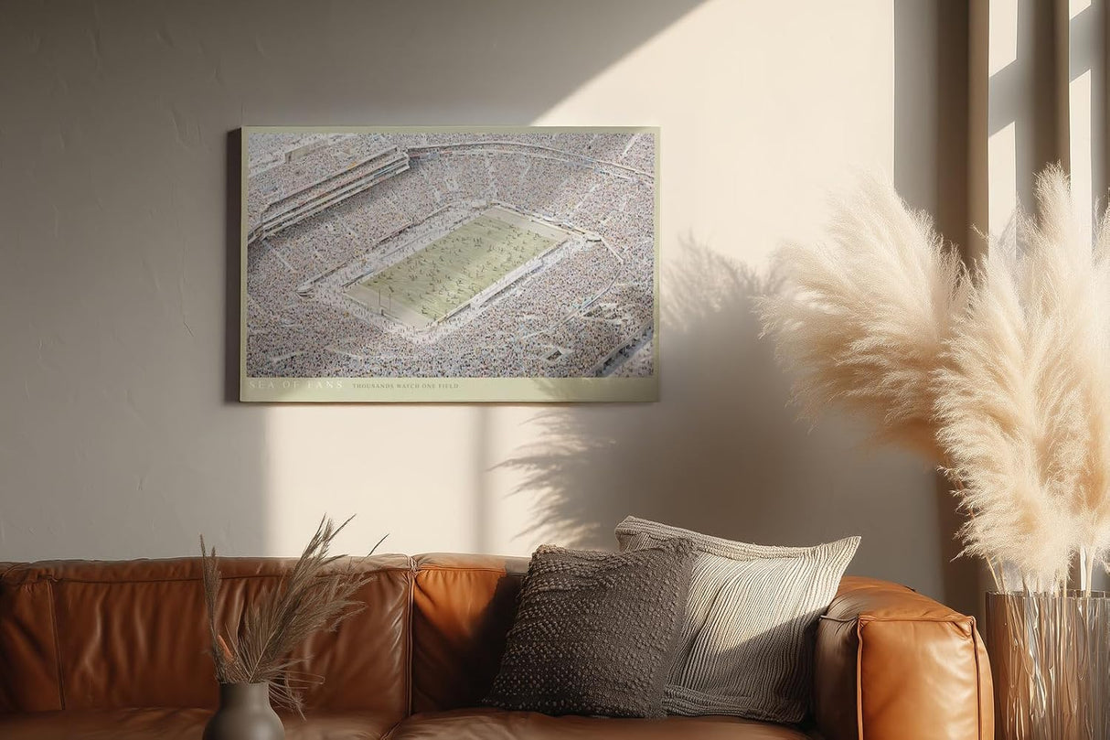 Paul Sinus Wandbild 120x80cm Stadion Panorama Sport Kunst LeinWandbild 120x80cm Fußball Arena Wanddekoration