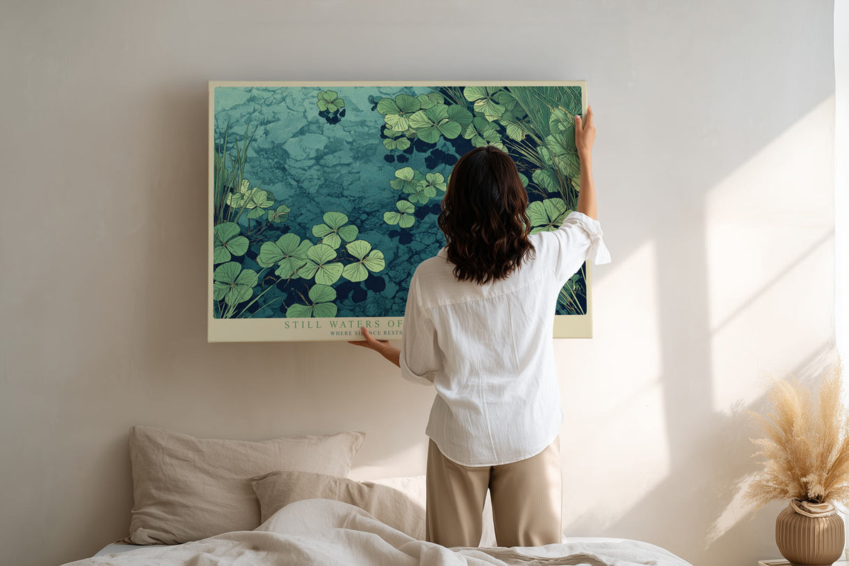 Paul Sinus Wandbild Still Waters of Hidden Depths Botanical Reflection in Aqua Serenity