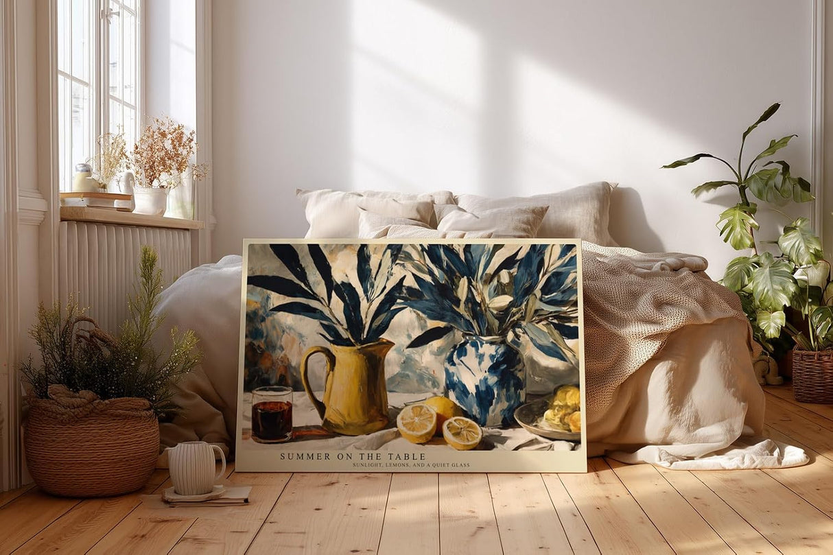 Paul Sinus Wandbild 120x80cm Stillleben Zitronen Vase Sommerliche Tischszene Kunstmotiv Mediterranes Flair