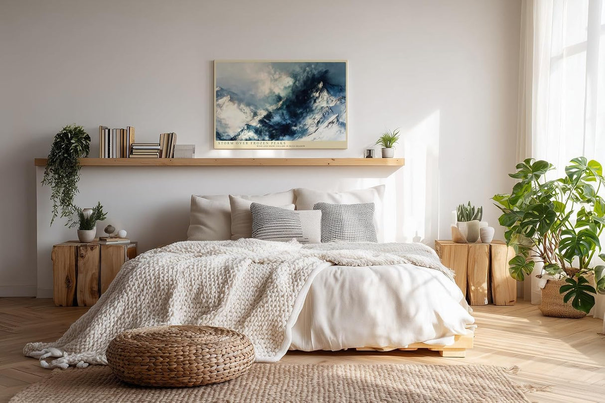 Paul Sinus Wandbild 120x80cm Storm Over Frozen Peaks dramatische Schneebirge Landschaft moderne Natur Kunst Poster für Wohnzimmer Büro