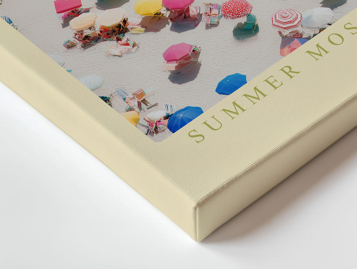 Paul Sinus Wandbild Summer Mosaic by the Sea farbenfrohes Strandmotiv mit Sonnenschirmen und Urlaubsstimmung