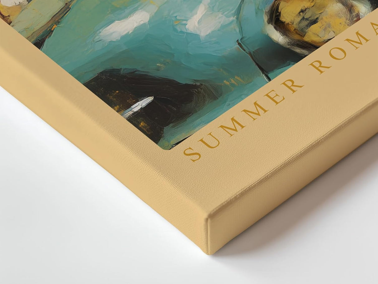 Paul Sinus Wandbild 120x80cm Summer Romance in Chrome Vintage Paar und Oldtimer Sommerliche Retro Szene Kunst fuer Wohnzimmer und Büro