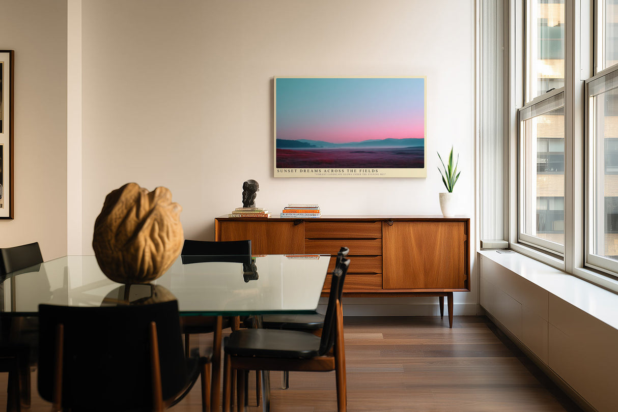 Paul Sinus Wandbild Sunset Dreams Across the Fields – Farbharmonische Landschaft mit Feldern im Abendlicht, Symbol für Frieden und Naturverbundenheit