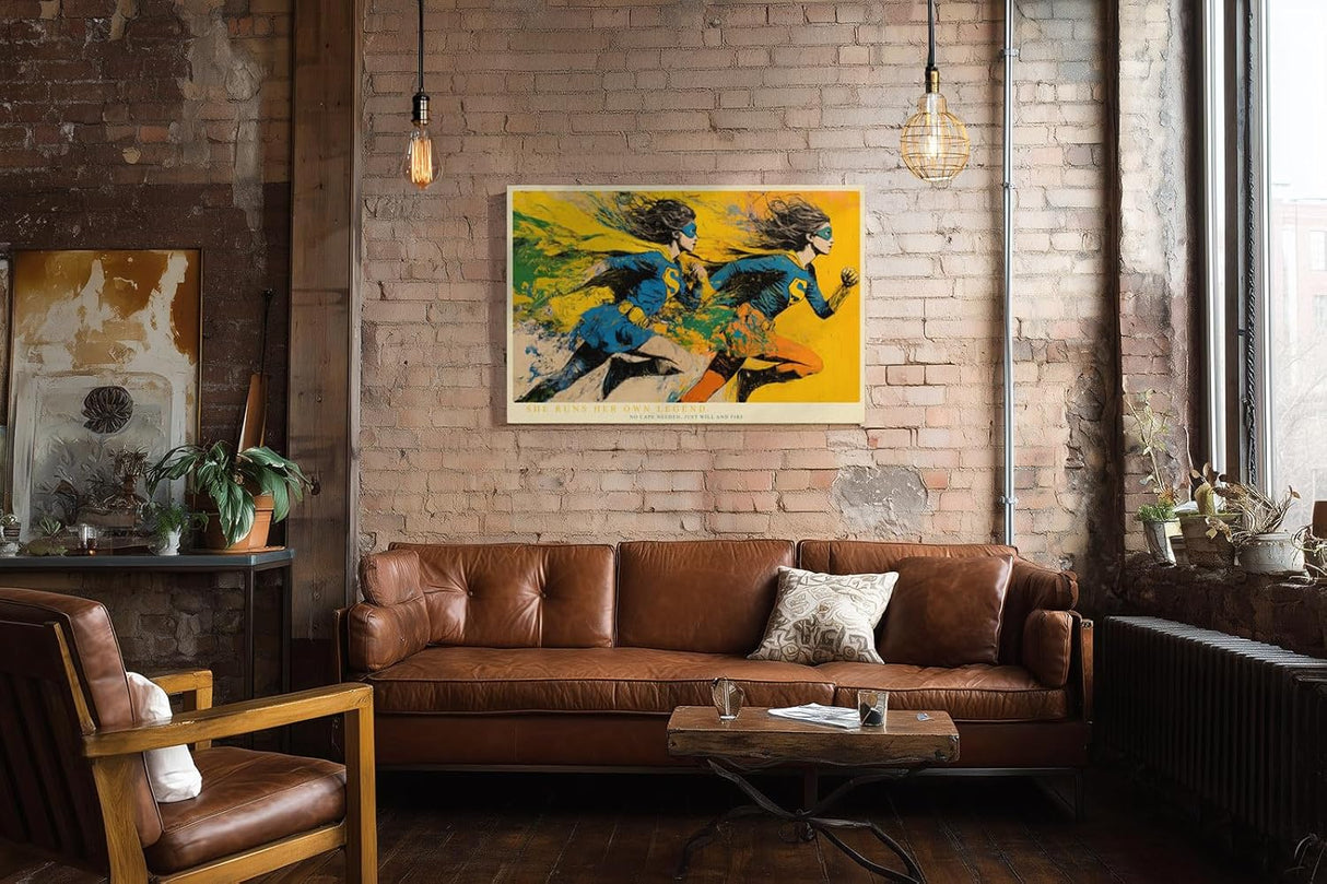 Paul Sinus Wandbild 120x80cm Superheldin Dynamisches Frauen Power Kunstmotiv Moderne Illustration mit Energie Bewegung und Motivation