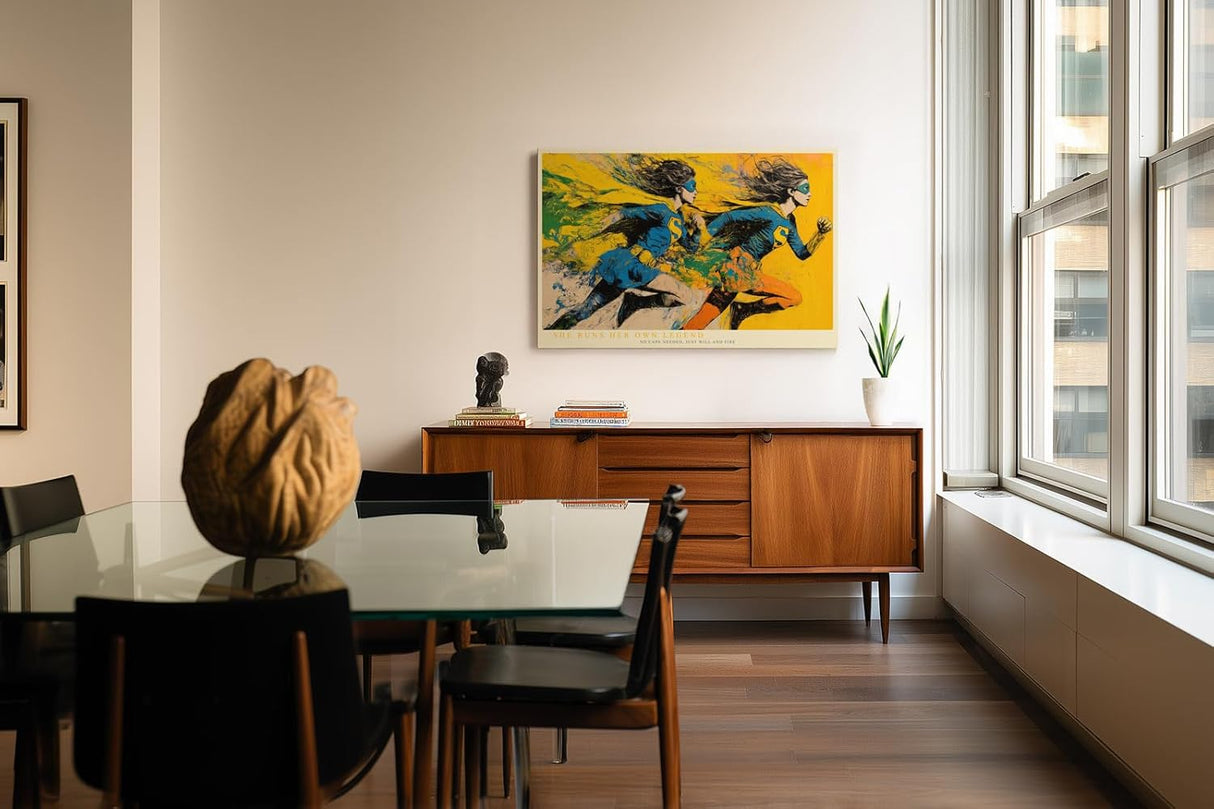 Paul Sinus Wandbild 120x80cm Superheldin Dynamisches Frauen Power Kunstmotiv Moderne Illustration mit Energie Bewegung und Motivation