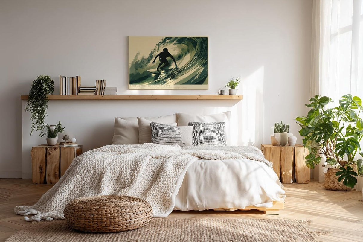 Paul Sinus Wandbild 120x80cm Surfer in kraftvoller Welle moderne Wassersport Kunst mit dynamischer Bewegung