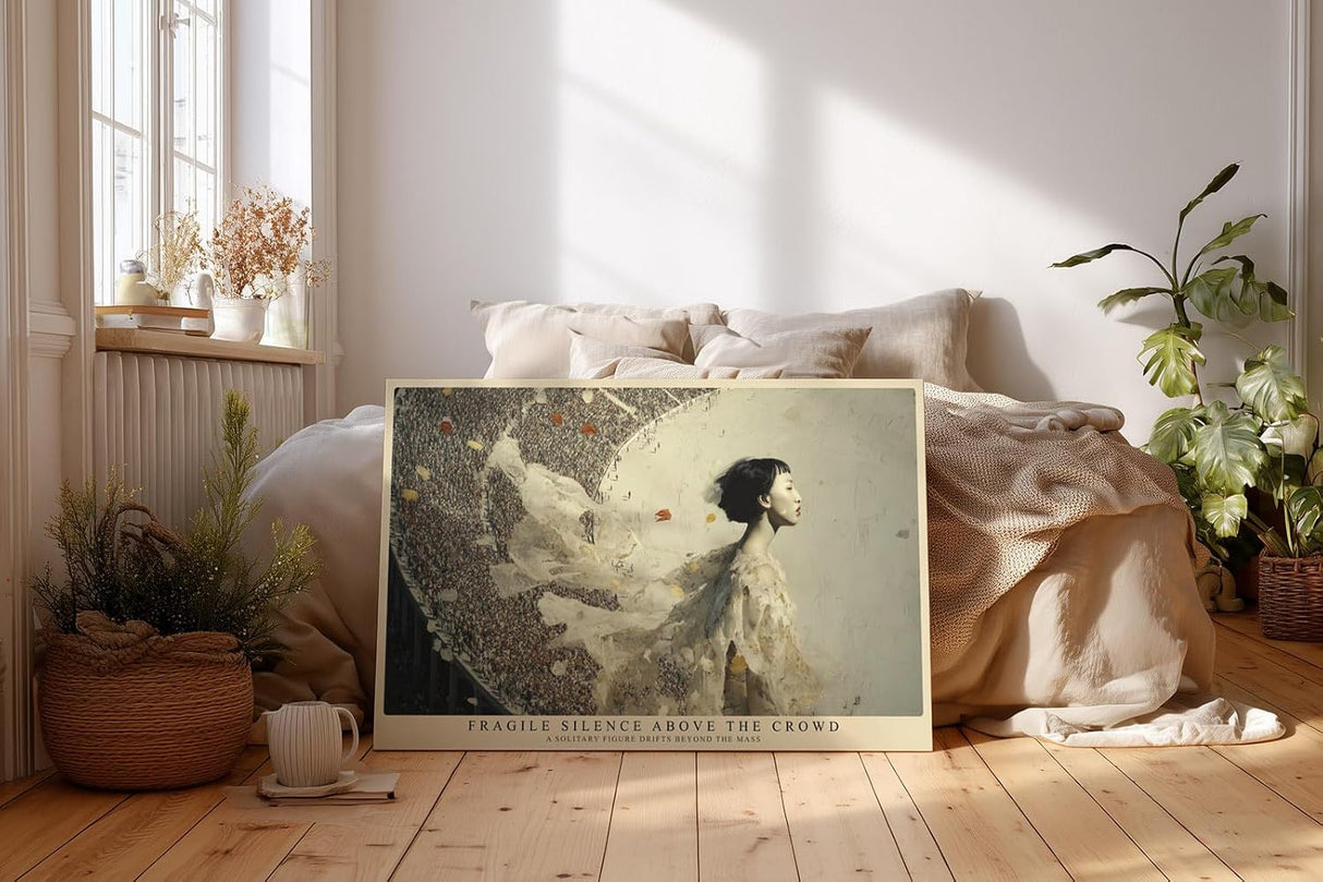 Paul Sinus Wandbild 120x80cm Surreale Figur Menschenmenge moderne Kunst poetische Illustration Wanddekoration Wohnzimmer Schlafzimmer