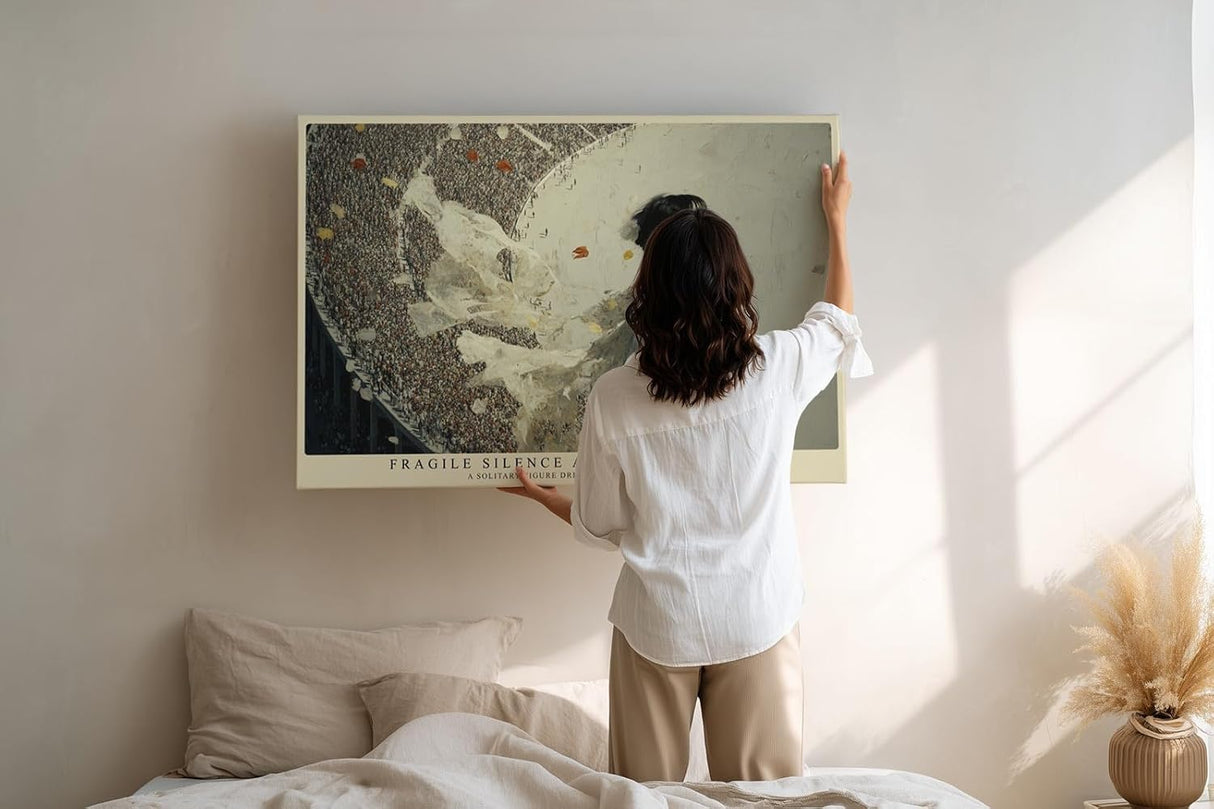 Paul Sinus Wandbild 120x80cm Surreale Figur Menschenmenge moderne Kunst poetische Illustration Wanddekoration Wohnzimmer Schlafzimmer