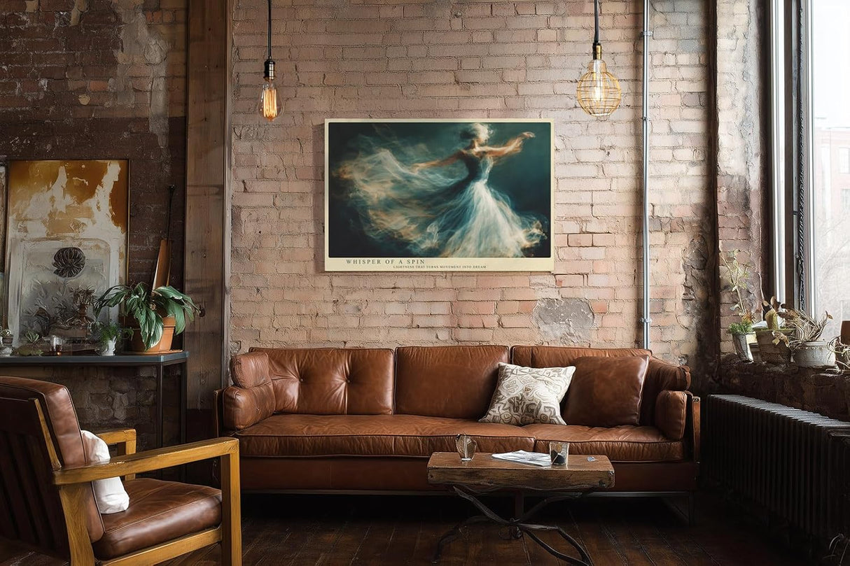 Paul Sinus Wandbild 120x80cm tanzende Ballerina abstrakte Bewegung moderne Kunst in Blau Weiss und Gold stilvolle Wanddekoration fuer Wohnzimmer Büro