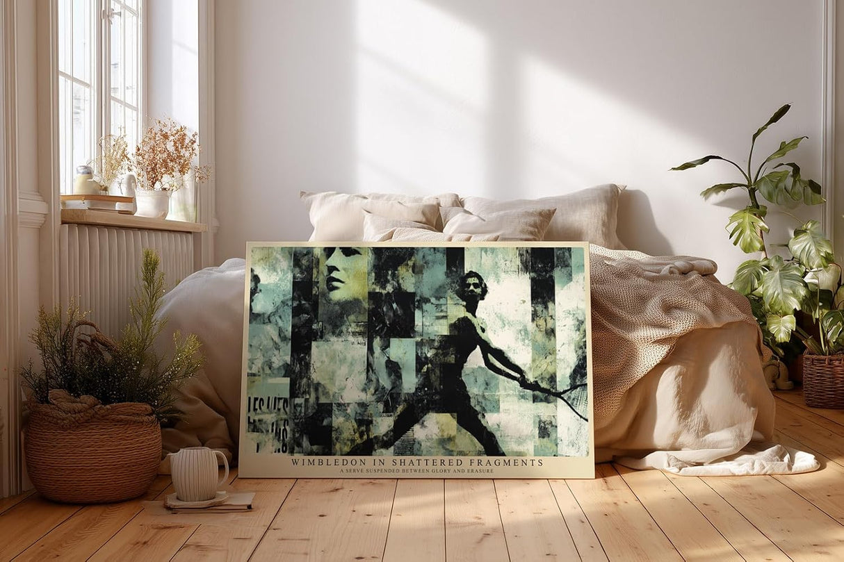 Paul Sinus Wandbild 120x80cm Tennis Spieler Abstrakte Sport Collage Moderne Wimbledon Kunstmotiv Dynamische Illustration