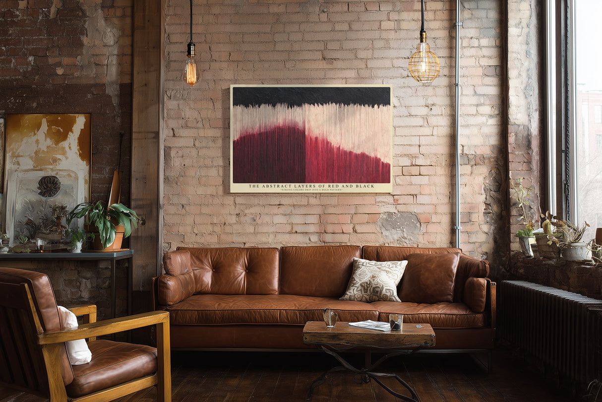 Paul Sinus Wandbild The Abstract Layers of Red and Black Strong Colors Drip into a Bold Pattern