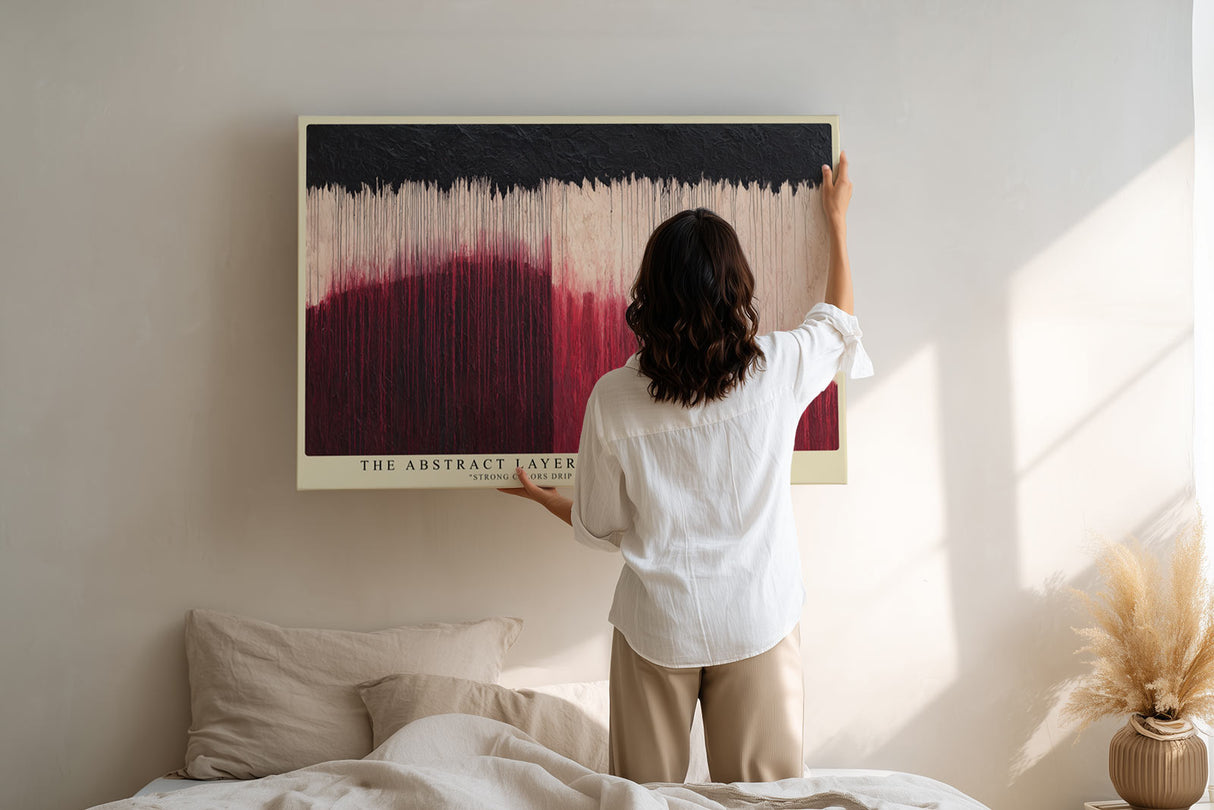 Paul Sinus Wandbild The Abstract Layers of Red and Black Strong Colors Drip into a Bold Pattern