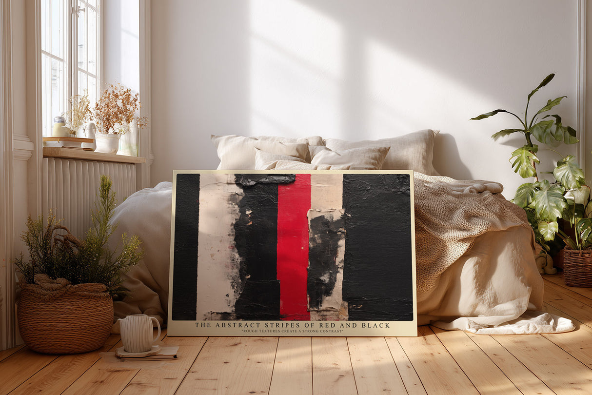 Paul Sinus Wandbild The Abstract Stripes of Red and Black Rough Textures Create a Strong Contrast