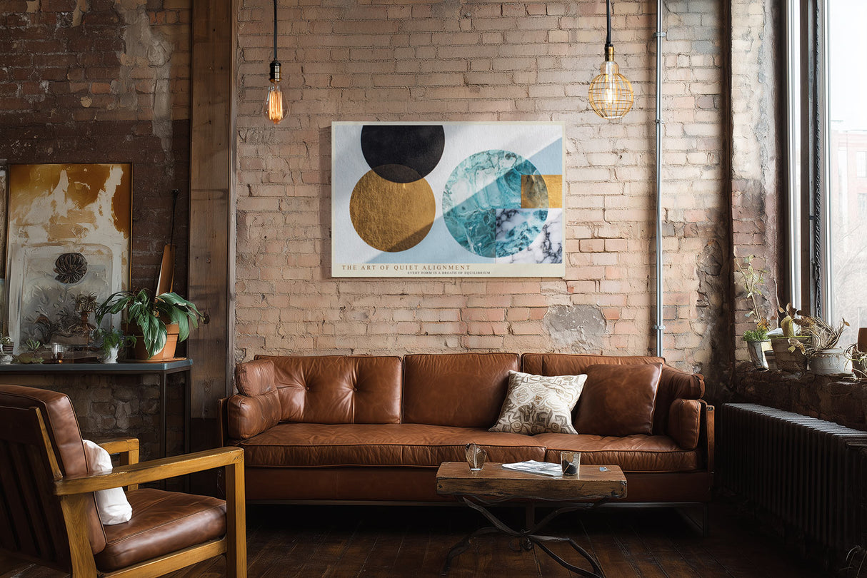 Paul Sinus Wandbild The Art of Quiet Alignment Modern Abstract Balance in Gold Blue and Marble Harmony