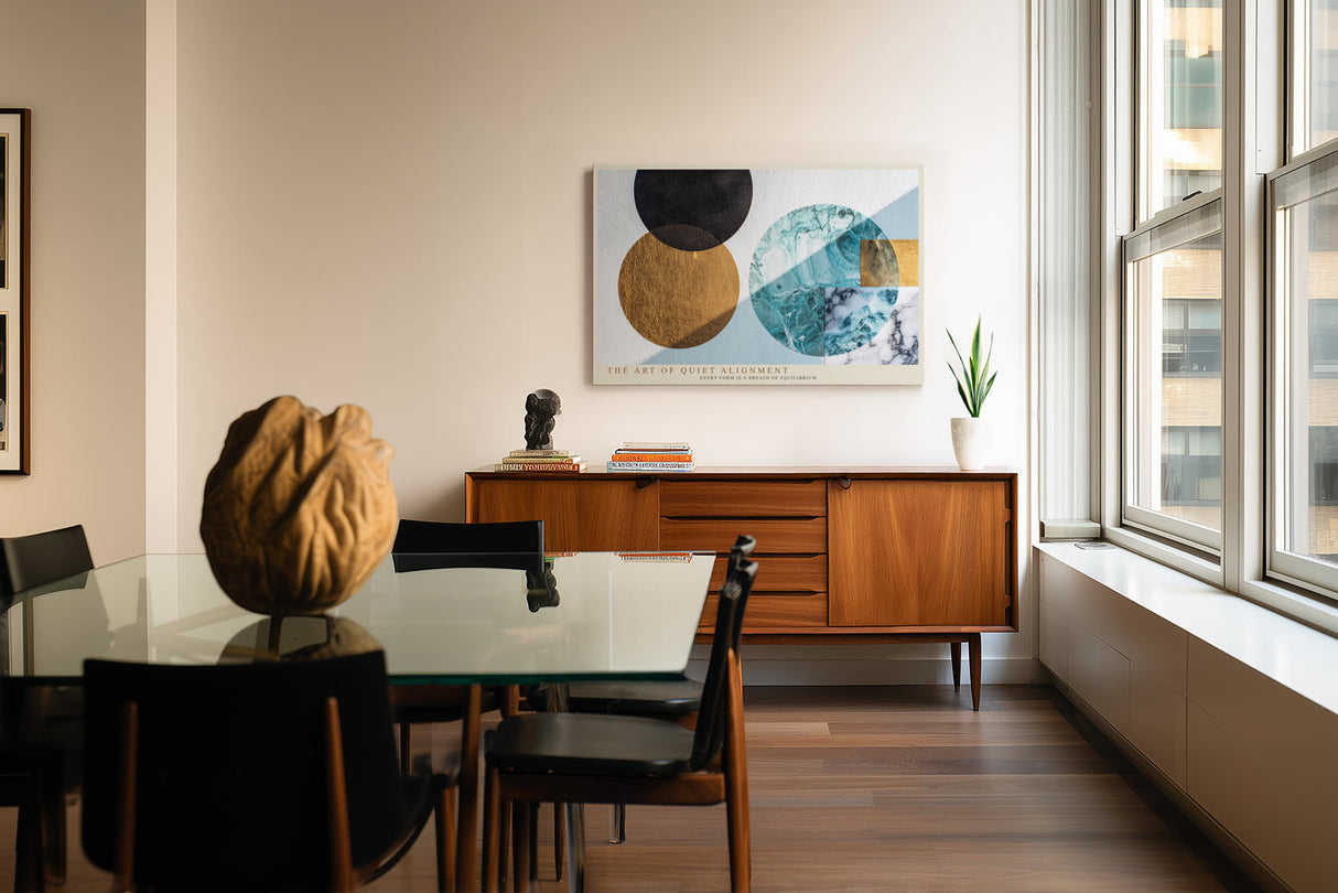 Paul Sinus Wandbild The Art of Quiet Alignment Modern Abstract Balance in Gold Blue and Marble Harmony