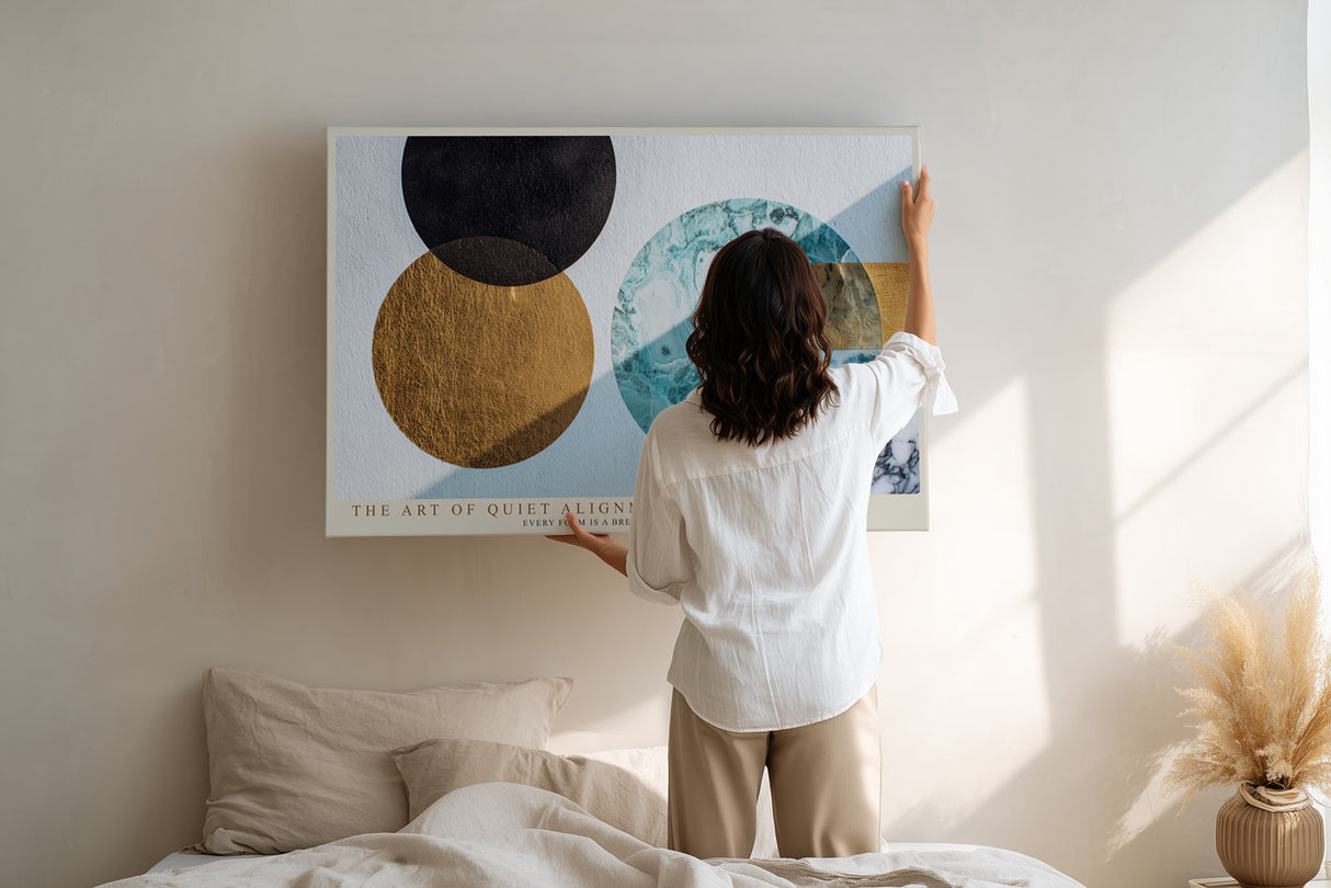 Paul Sinus Wandbild The Art of Quiet Alignment Modern Abstract Balance in Gold Blue and Marble Harmony