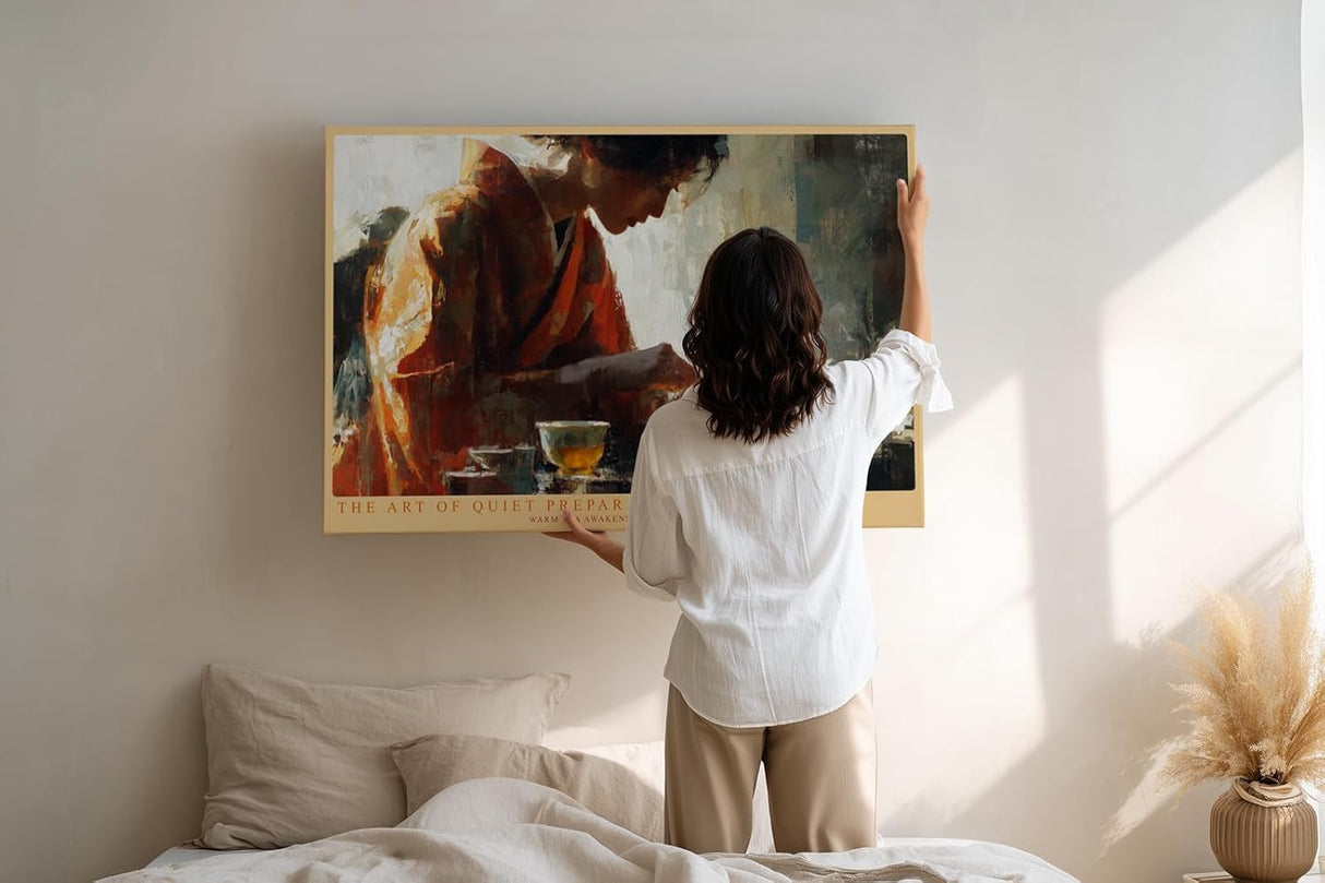 Paul Sinus Wandbild 120x80cm The Art of Quiet Preparation Teezeremonie Szene mit Teekannen und Tassen Kunst Poster für Wohnzimmer Küche