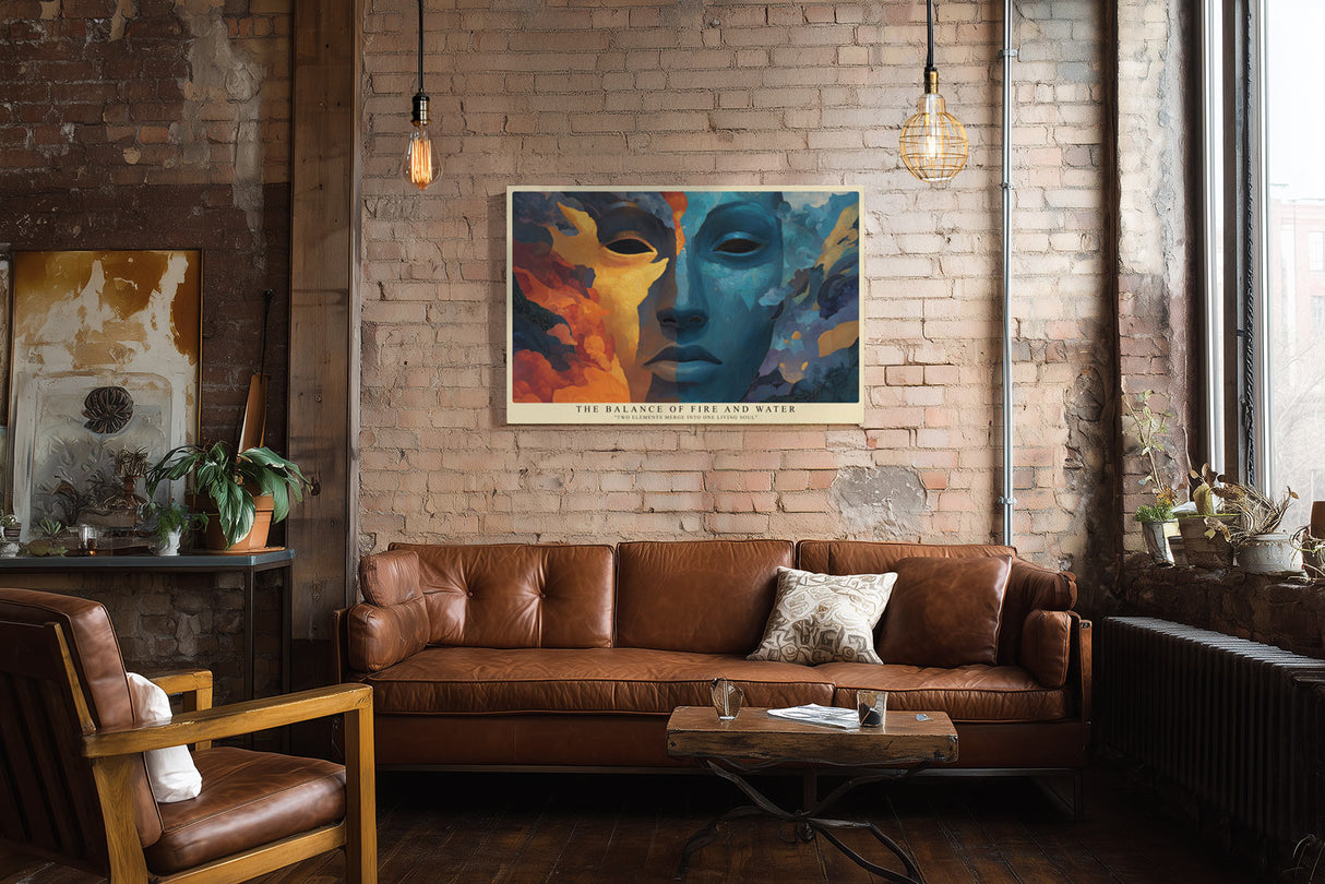 Paul Sinus Wandbild The Balance of Fire and Water Duality of Elements in Abstract Harmony