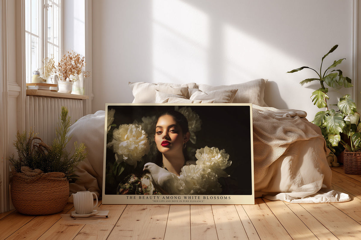 Paul Sinus Wandbild The Beauty Among White Blossoms – Zeitlose Anmut zwischen Blüten und Licht