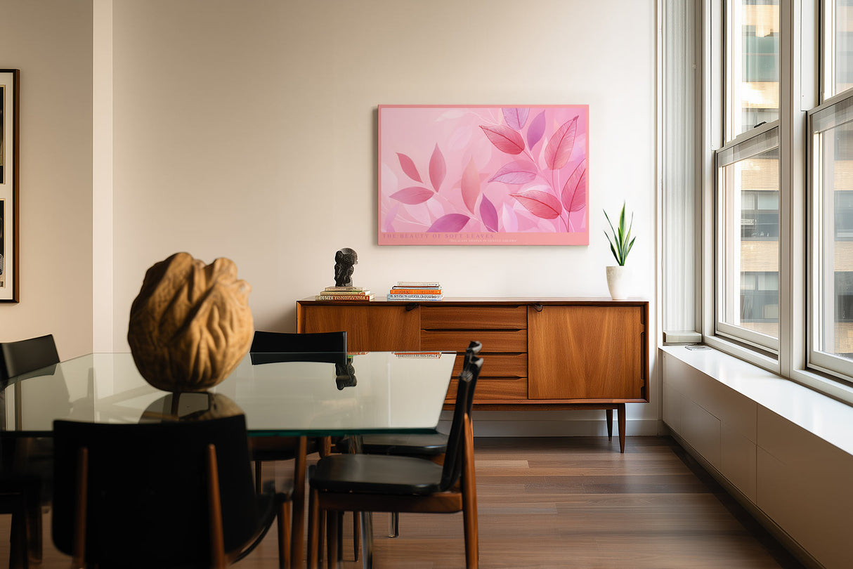 Paul Sinus Wandbild The Beauty of Soft Leaves – Zarte Blätter in feinen Rosatönen – Ästhetisches Wandbild mit sanfter Farbkomposition und moderner Eleganz.