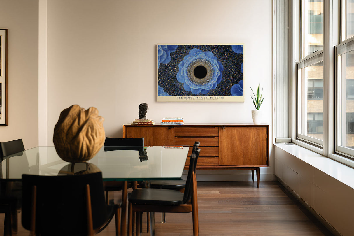 Paul Sinus Wandbild The Bloom of Cosmic Depth Blue Stars Around Black Core