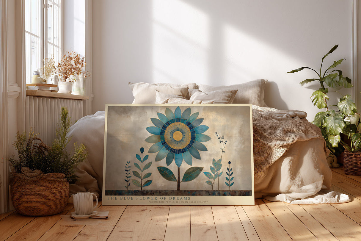 Paul Sinus Wandbild The Blue Flower of Dreams geometrisches Blumenmotiv in harmonischen Blautönen