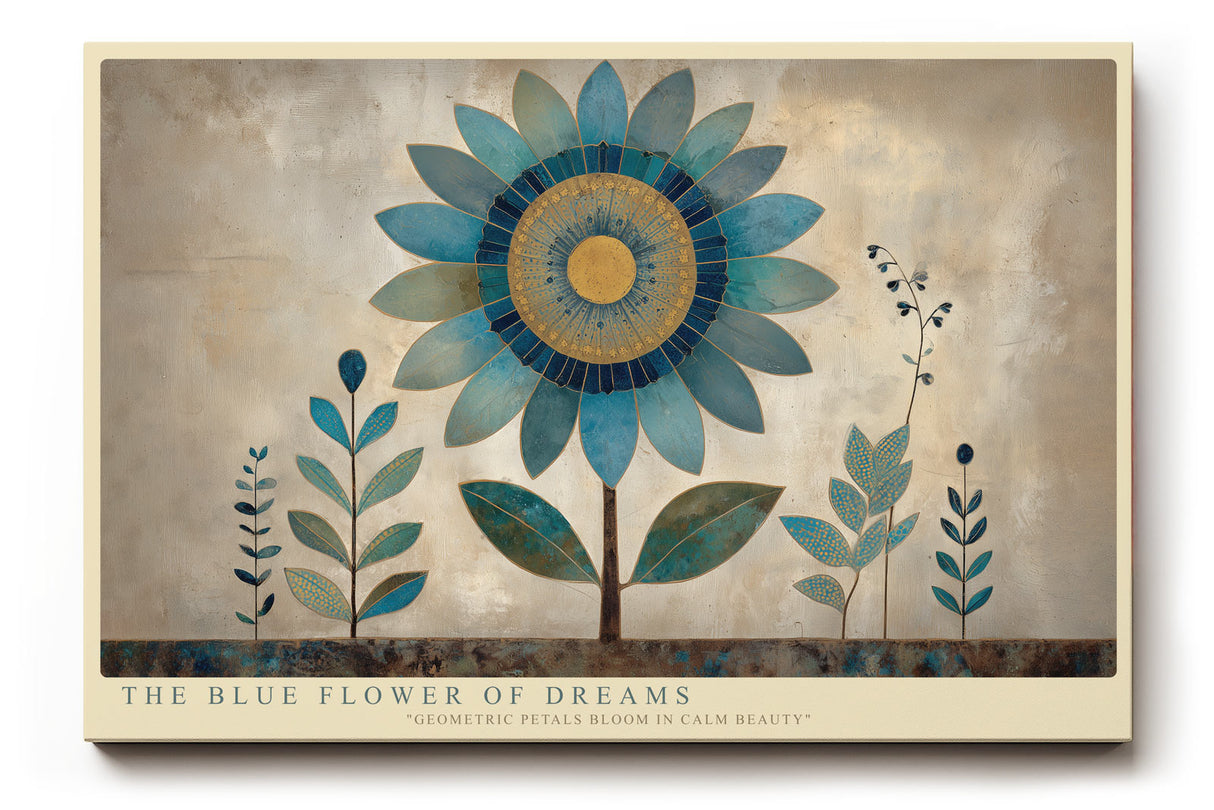 Paul Sinus Wandbild The Blue Flower of Dreams geometrisches Blumenmotiv in harmonischen Blautönen