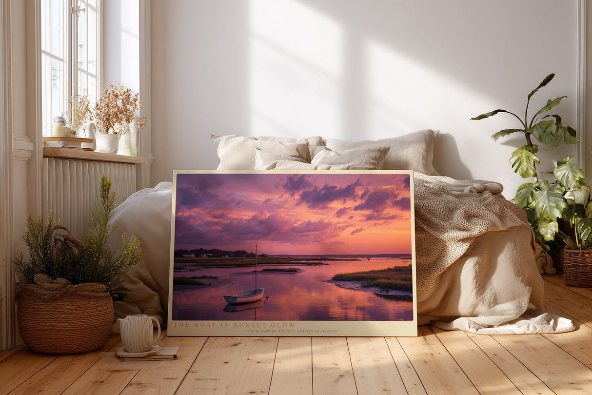 Paul Sinus Wandbild The Boat in Sunset Glow – Romantische Abendstimmung mit Boot im Sonnenuntergang