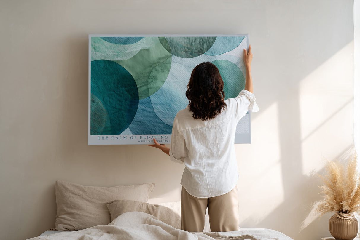 Paul Sinus Wandbild The Calm of Floating Shapes Watercolor Harmony in Oceanic Blue and Green Tones