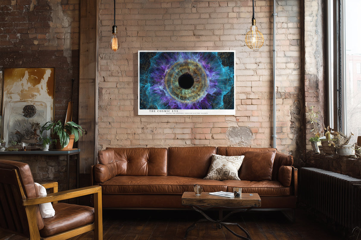 Paul Sinus Wandbild The Cosmic Eye Electric Vision of Space in Blue and Gold Harmony