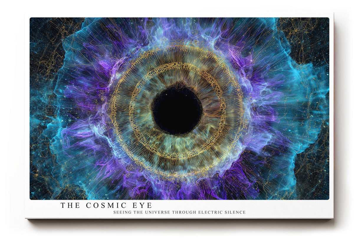 Paul Sinus Wandbild The Cosmic Eye Electric Vision of Space in Blue and Gold Harmony