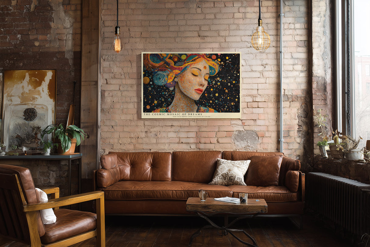 Paul Sinus Wandbild The Cosmic Mosaic of Dreams Colorful Face among Stars