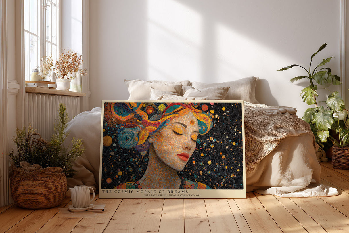 Paul Sinus Wandbild The Cosmic Mosaic of Dreams Colorful Face among Stars
