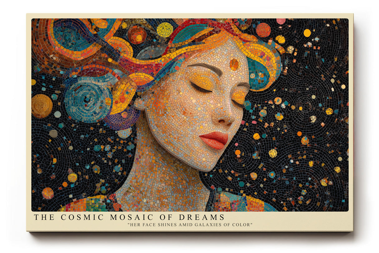 Paul Sinus Wandbild The Cosmic Mosaic of Dreams Colorful Face among Stars