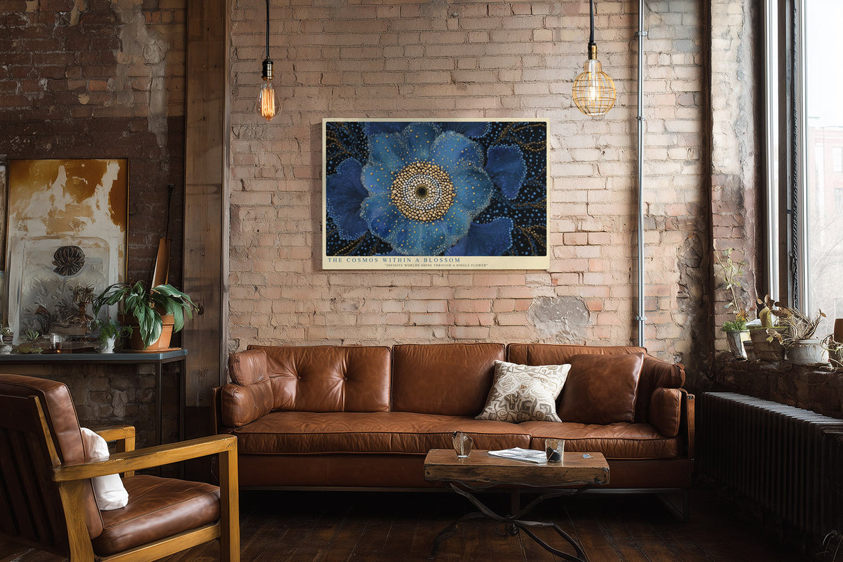 Paul Sinus Wandbild The Cosmos Within a Blossom Blue Flower of Infinite Detail and Cosmic Harmony