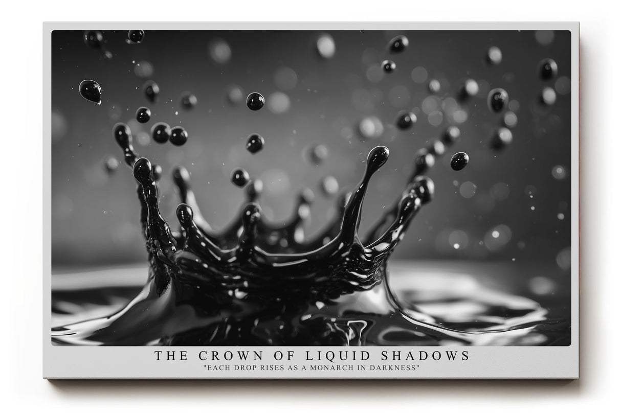 Paul Sinus Wandbild The Crown of Liquid Shadows – Schwarz-Weiß-Makroaufnahme einer Wasserkrone