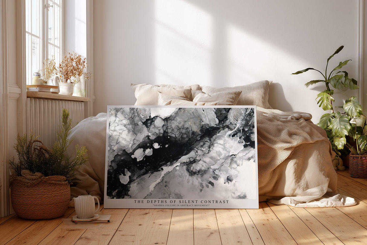Paul Sinus Wandbild The Depths of Silent Contrast Abstract Flow in Black and White Elegance